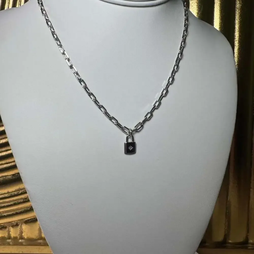 Silver Padlock Pendant necklace
